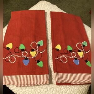 2- New Festive Christmas Dish Towels Heavy Cotton St Nicholas Square 2/$6